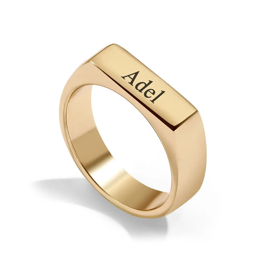 Gold & Silver Personalized Bar Stackable Name Ring - FKJRNU6235