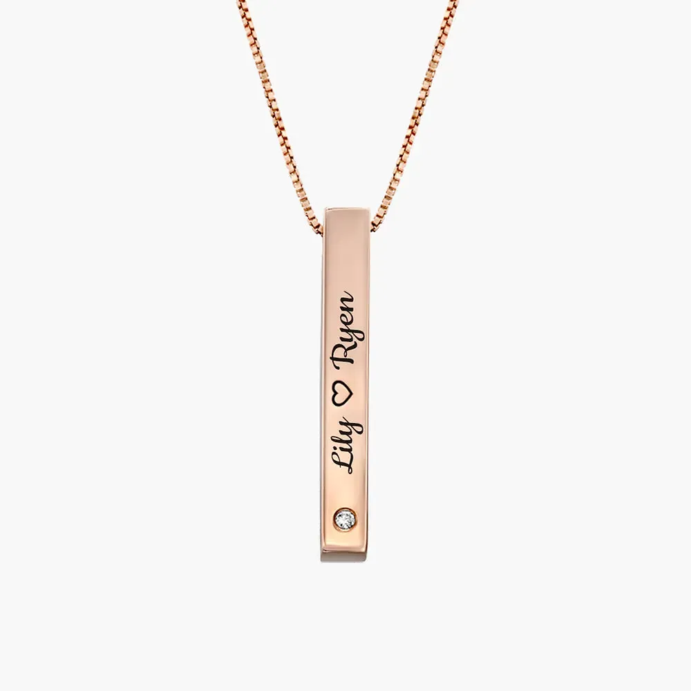 Gold & Silver Personalized Birthstone Bar Necklace - FKJNKLU6156