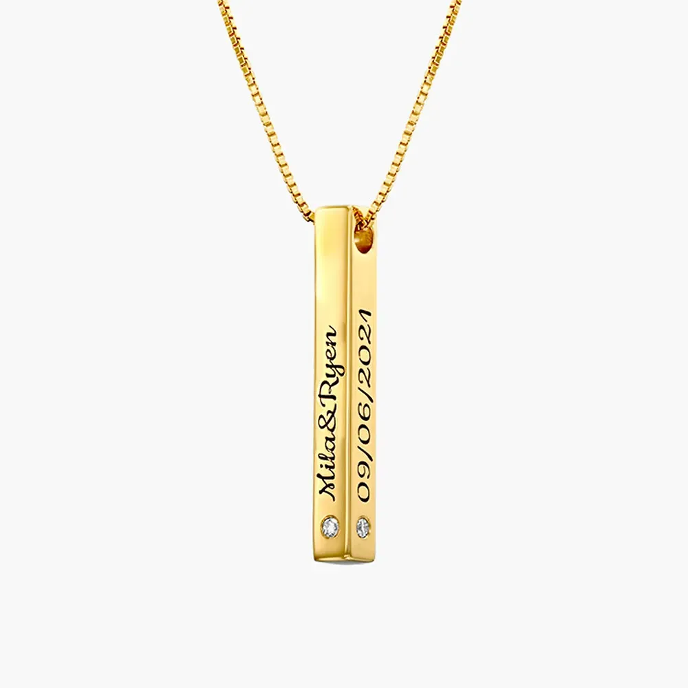 Gold & Silver Personalized Birthstone Bar Necklace - FKJNKLU6156