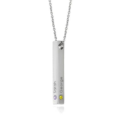 Gold & Silver Personalized Birthstone Bar Necklace - FKJNKLU6156