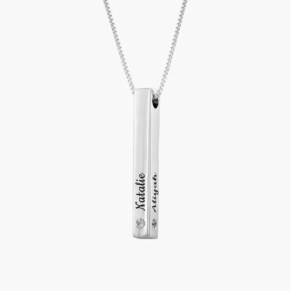 Gold & Silver Personalized Birthstone Bar Necklace - FKJNKLU6156