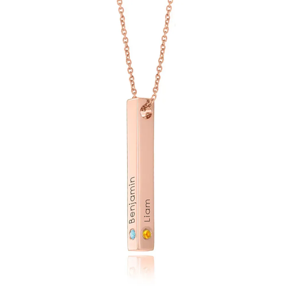 Gold & Silver Personalized Birthstone Bar Necklace - FKJNKLU6156