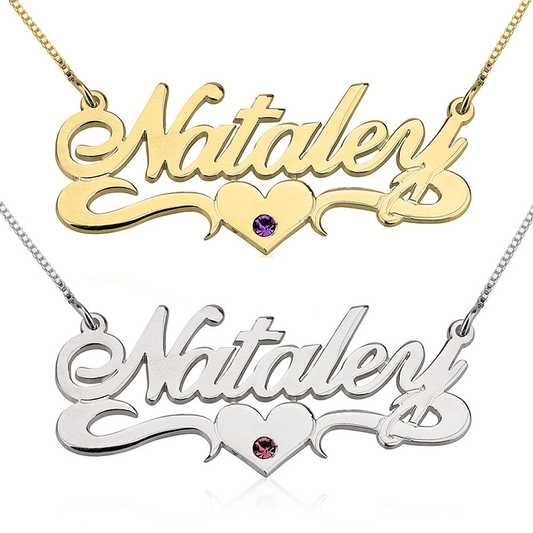 Gold & Silver Personalized Names Birthstone Name Necklace - FKJNKLU6162