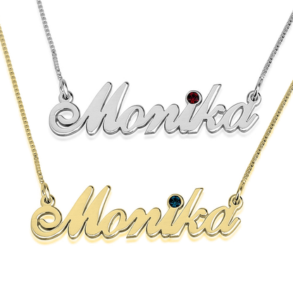 Gold & Silver Personalized Birthstone Name Necklace - FKJNKLU6176