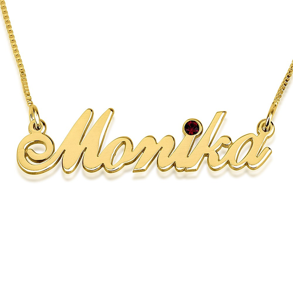 Gold & Silver Personalized Birthstone Name Necklace - FKJNKLU6176