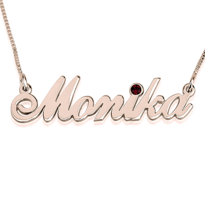 Gold & Silver Personalized Birthstone Name Necklace - FKJNKLU6176