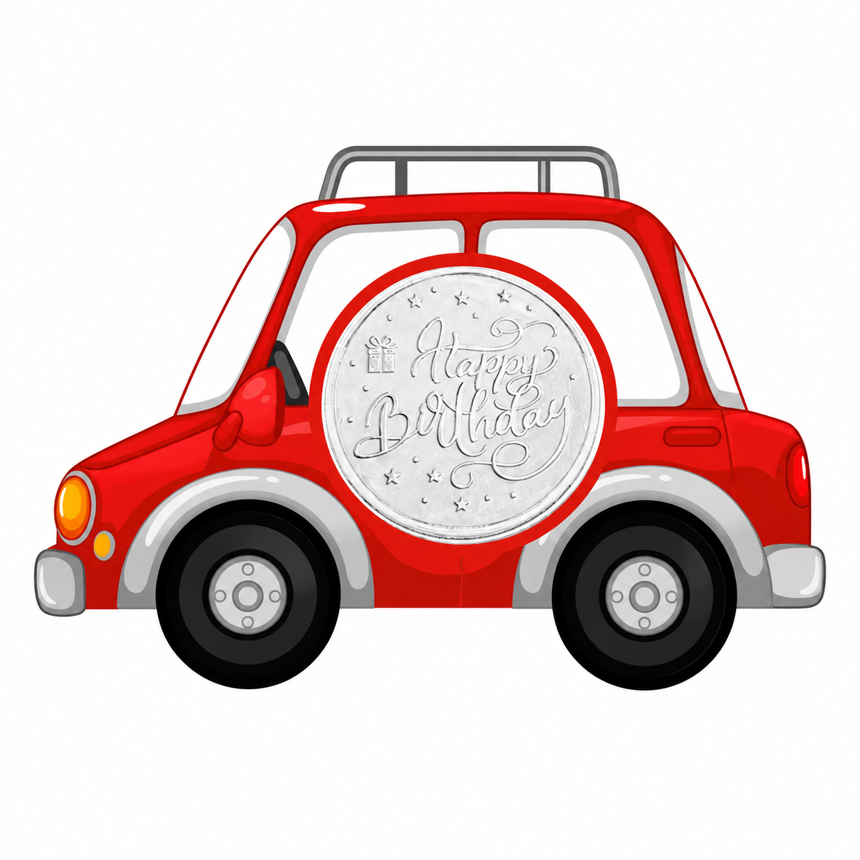 Happy Birthday Car 10 Grams Silver Coin Acrylic Packing - FKJCONSL7003