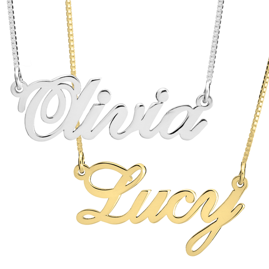 Gold & Silver Personalized Classic English Name Necklace - FKJNKLU6163