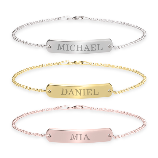 Gold & Silver Personalized Classic Name Bar Bracelet - FKJBRLU6266