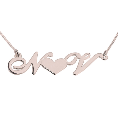 Gold & Silver Personalized Couple Initials Necklace With Heart - FKJNKLU6199