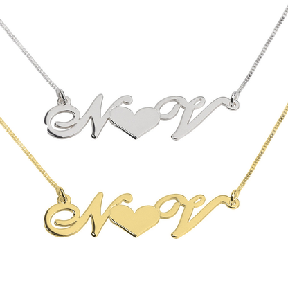 Gold & Silver Personalized Couple Initials Necklace With Heart - FKJNKLU6199