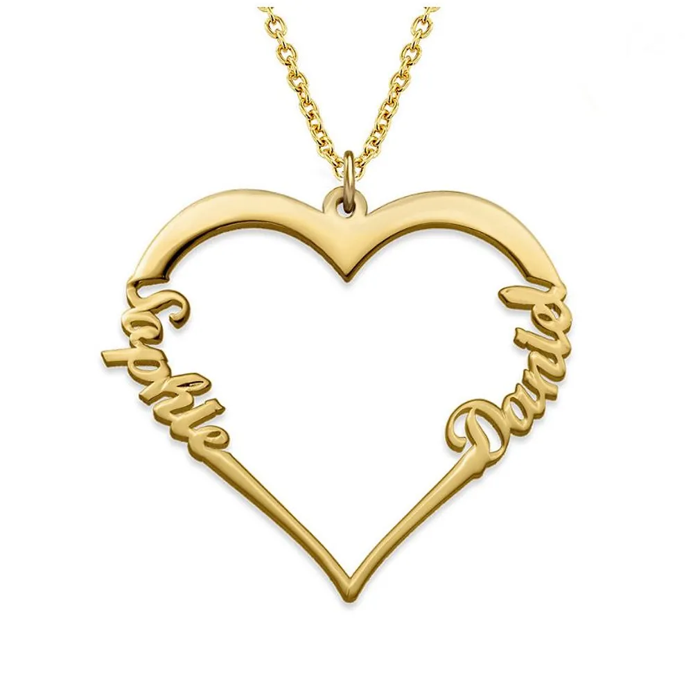 Gold & Silver Personalized Couple Name Heart Necklace - FKJNKLU6154