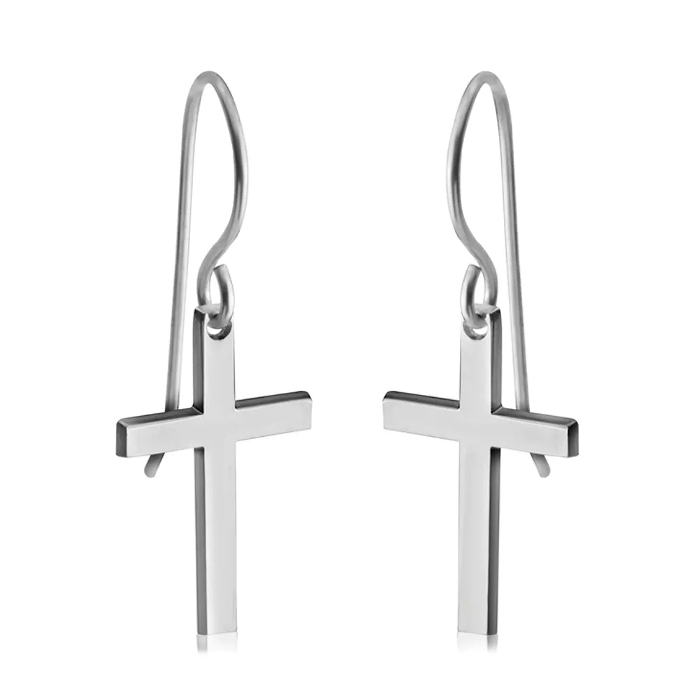 Silver 925 Personalized Cross Name Earrings - FKJERNSLU6251