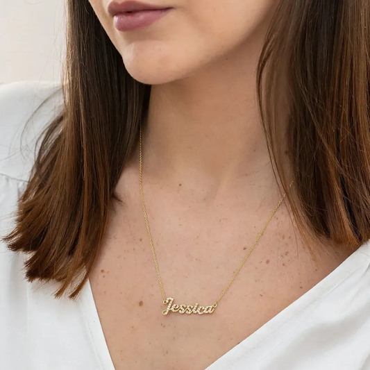 Gold & Silver Personalized Crystal Name Necklace - FKJNKLU6167