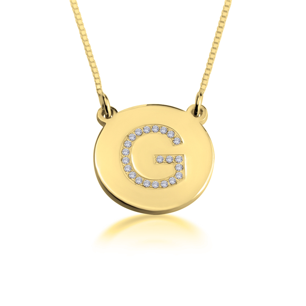 Gold & Silver Personalized Cubic Zirconia Initial Pendant Necklace - FKJNKLU6195