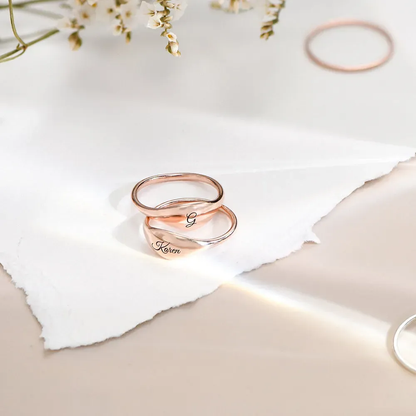 Gold & Silver Personalized Custom Engraved Signet Ring - FKJRNU6223