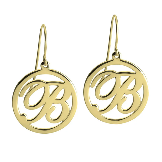 Gold & Silver Personalized Cut Out Initial Drop Earrings - FKJERNU6252