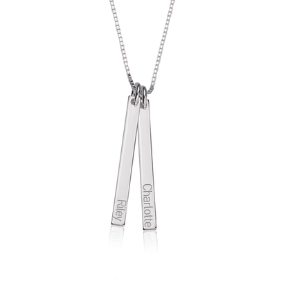 Gold & Silver Personalized Dainty Bar Necklace - FKJNKLU6183