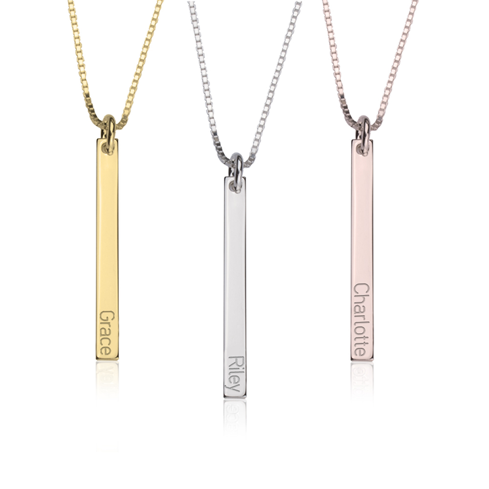 Gold & Silver Personalized Dainty Bar Necklace - FKJNKLU6183