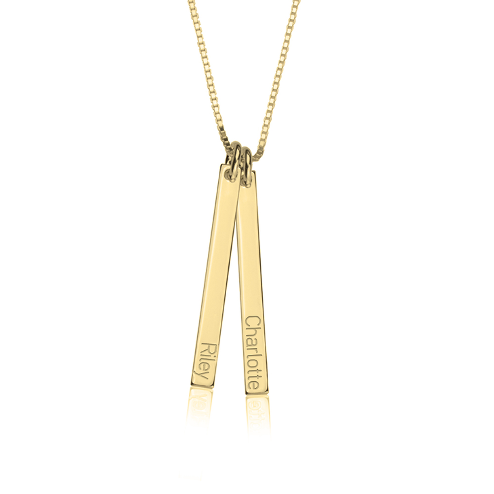 Gold & Silver Personalized Dainty Bar Necklace - FKJNKLU6183