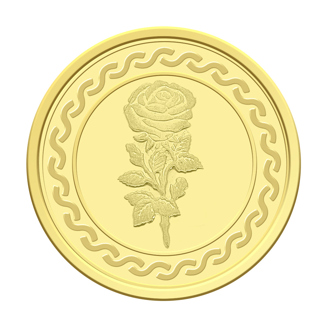 Gold 22KT Flower Design 5 Grams Coin - FKJCON22K2300