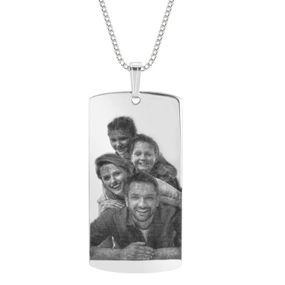 Gold & Silver Personalized Dog Tag Picture Necklace - FKJNKLU6197