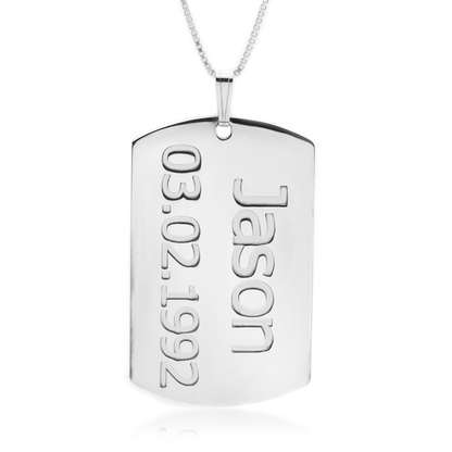 Gold & Silver Personalized Dog Tag Plate with Name and Date - FKJNKLU6203