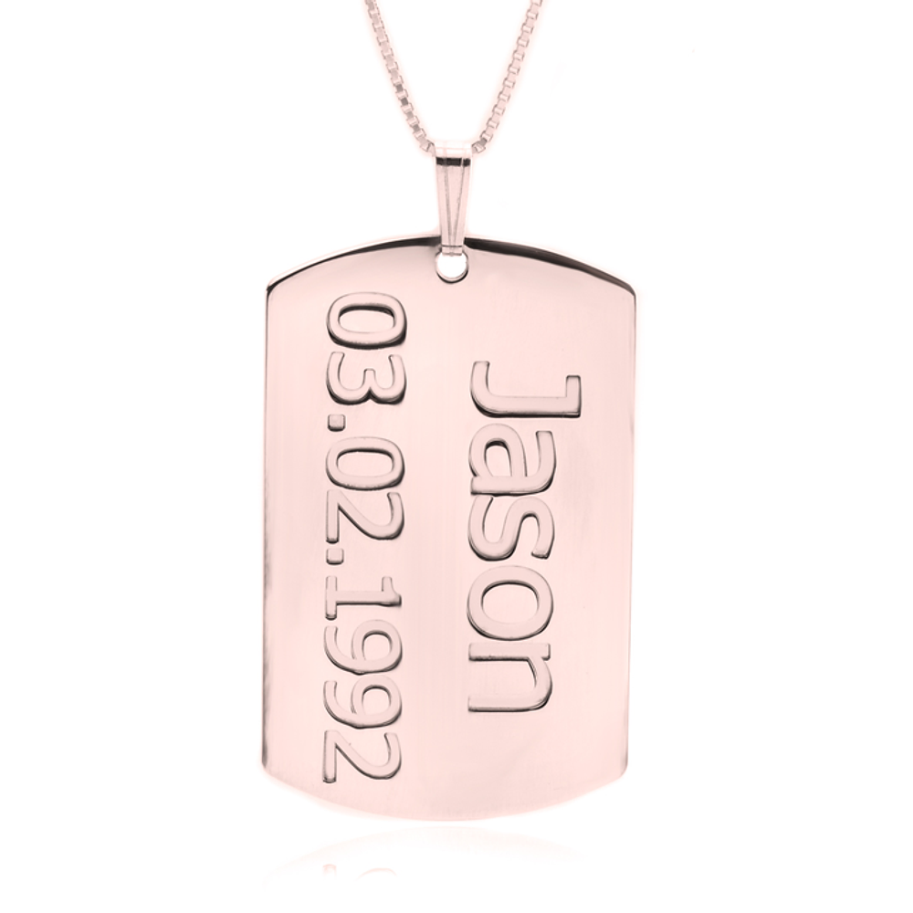 Gold & Silver Personalized Dog Tag Plate with Name and Date - FKJNKLU6203