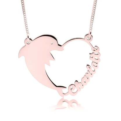 Silver 925 Personalized Dolphin Heart Necklace - FKJNKLSLU6182