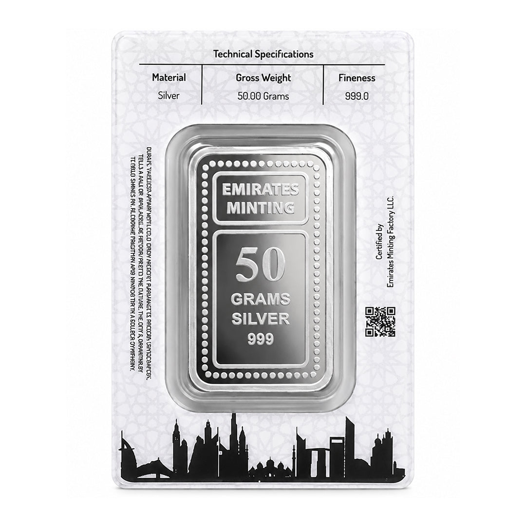 Emirates Minting 50 Grams Flower Silver Bar 999.0 Purity - FKJGBRSL6839