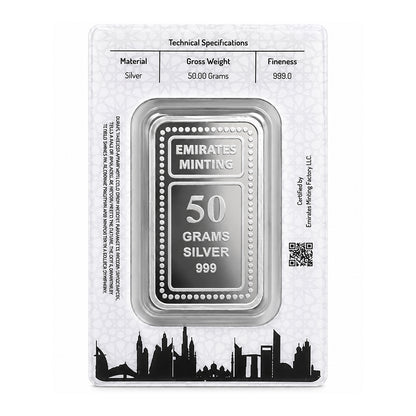 Emirates Minting 50 Grams Flower Silver Bar 999.0 Purity - FKJGBRSL6839