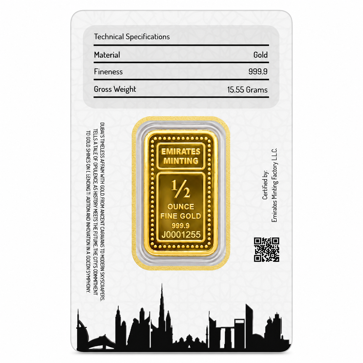 Emirates Minting 0.5 Ounce Flower Gold Bar 999.9 Purity - FKJGBR24K2350