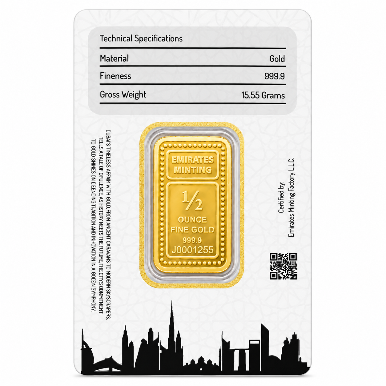 Emirates Minting 0.5 Ounce Flower Gold Bar 999.9 Purity - FKJGBR24K2350