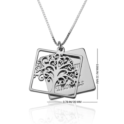 Gold & Silver Personalized Engraved Family Tree Necklace - FKJNKLU6205