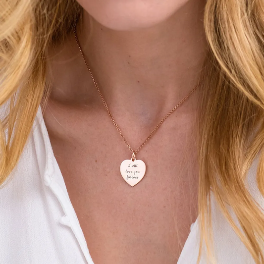 Gold & Silver Personalized Engraved Heart Necklace - FKJNKLU6153