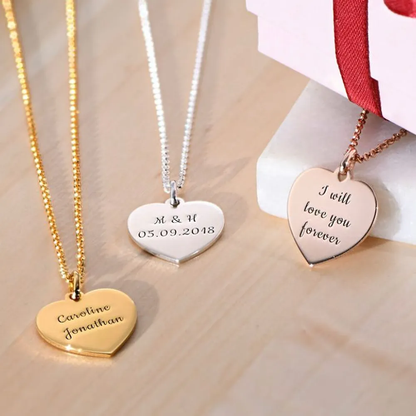 Silver 925 Personalized Engraved Heart Necklace - FKJNKLSLU6153