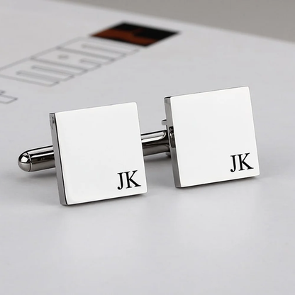 Gold & Silver Personalised Engraved Square Shape Cufflink - FKJCFLU6280