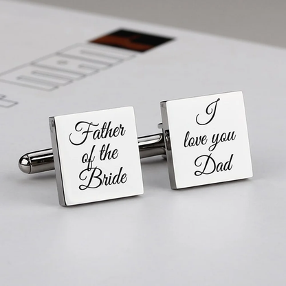 Gold & Silver Personalised Engraved Square Shape Cufflink - FKJCFLU6280