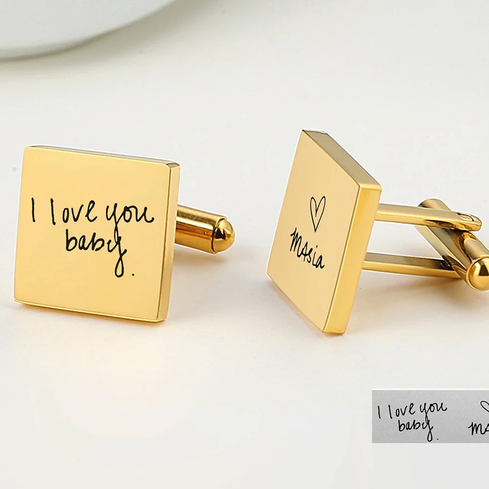 Gold & Silver Personalised Engraved Square Shape Cufflink - FKJCFLU6280