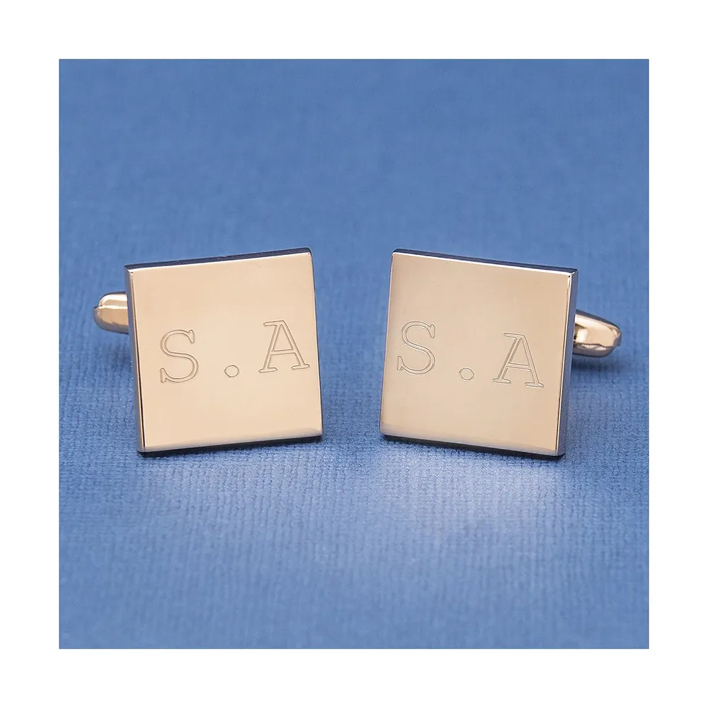 Silver 925 Personalised Engraved Square Shape Cufflink - FKJCFLSLU6280