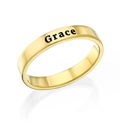 Gold & Silver Personalized Engraved Thin Band Ring - FKJRNU6226