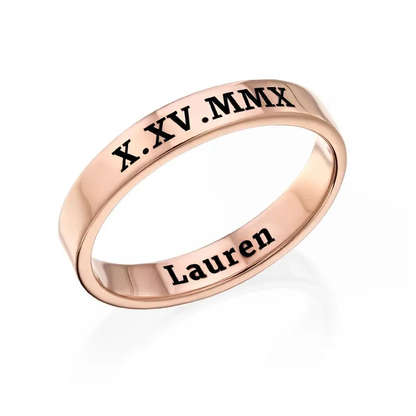 Gold & Silver Personalized Engraved Thin Band Ring - FKJRNU6226