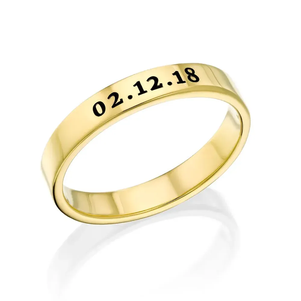 Gold & Silver Personalized Engraved Thin Band Ring - FKJRNU6226