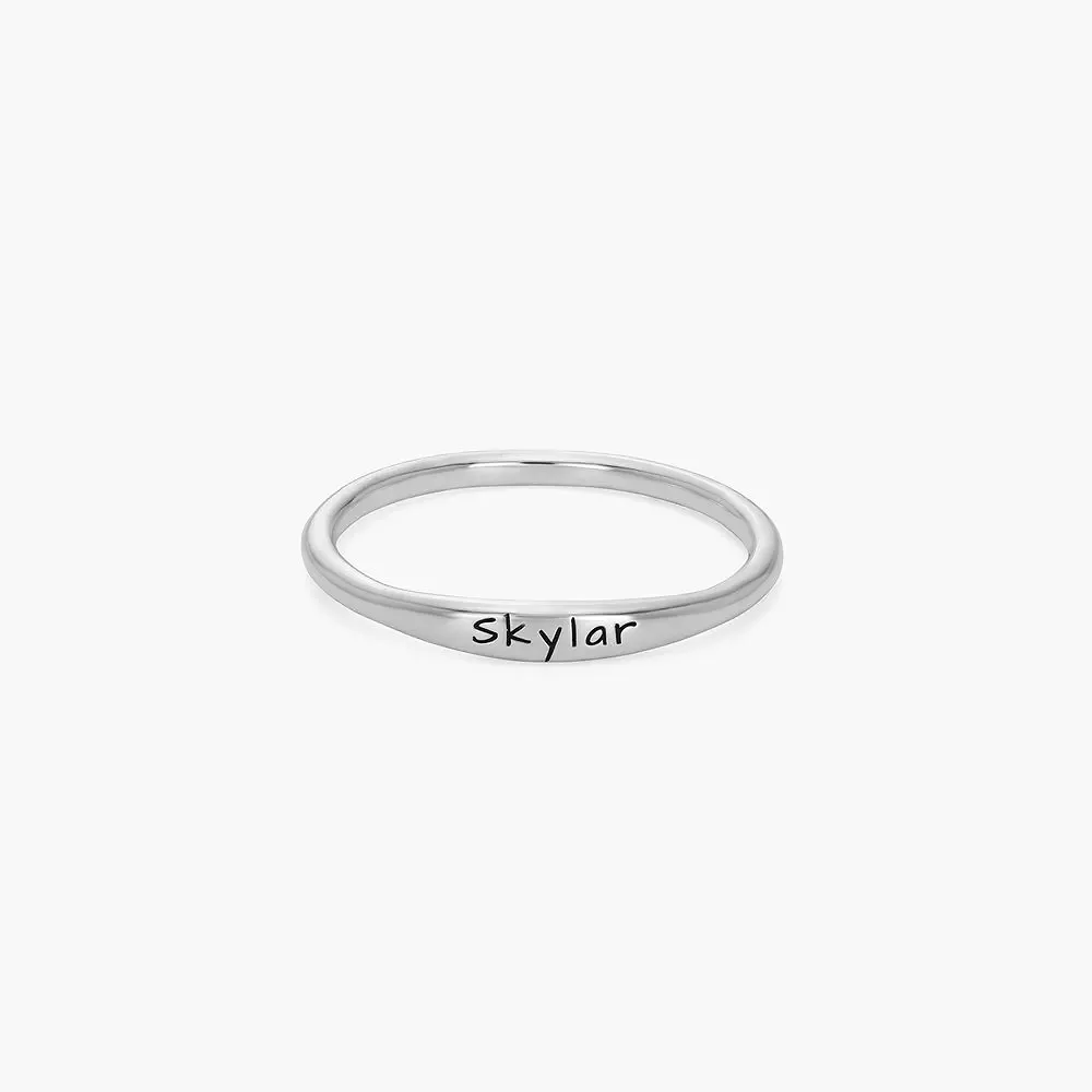 Gold & Silver Personalized Engraved Thin Name Ring - FKJRNU6224