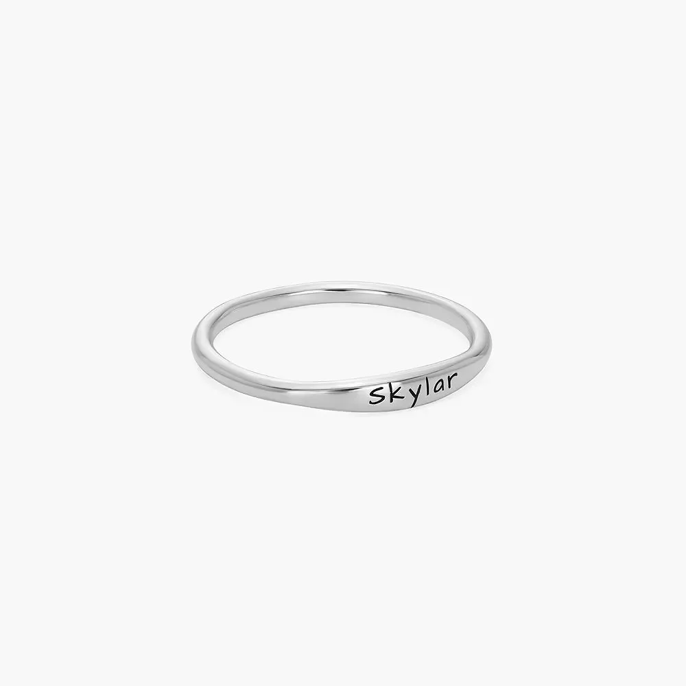 Gold & Silver Personalized Engraved Thin Name Ring - FKJRNU6224