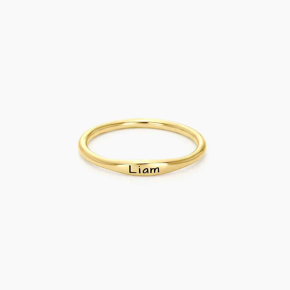 Gold & Silver Personalized Engraved Thin Name Ring - FKJRNU6224