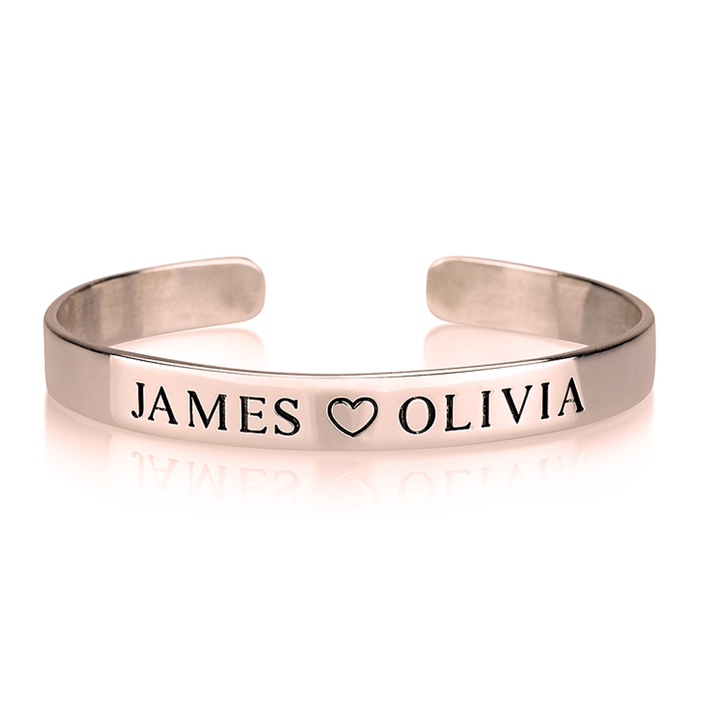 Gold & Silver Personalized Engraved Adjustable Bangle - FKJBNGU6270