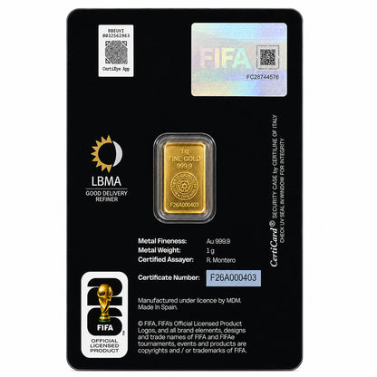 FIFA World Cup 26 1 Gram Gold Bar 24KT - FKJGBR24K6965