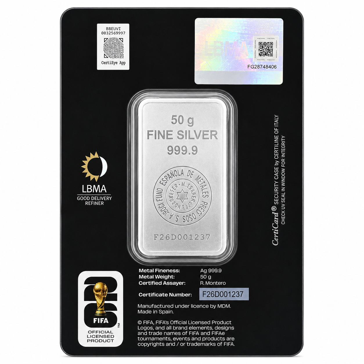 FIFA World Cup 26 50 Grams Silver Bar - FKJGBRSL6960
