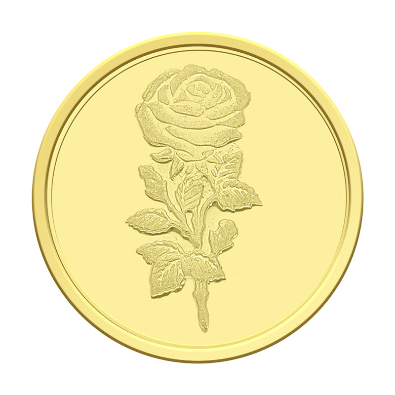 Gold 22KT Flower Design 8 Grams Coin - FKJCON22K2301